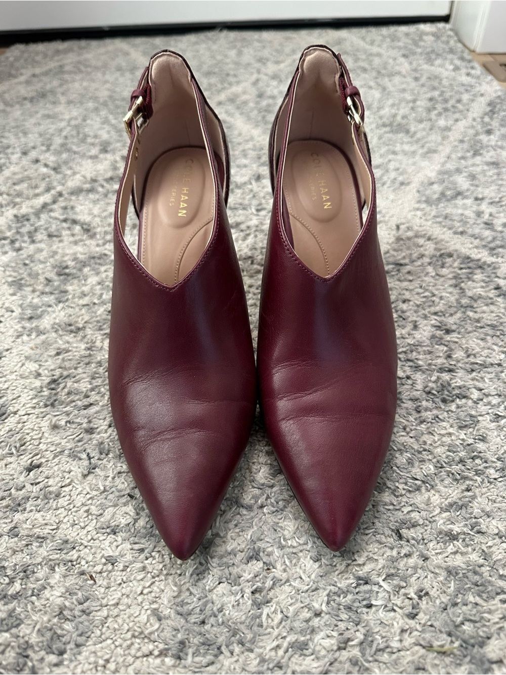 Cole Haan Women's Burgundy Pointed Slingback Ankle Booties